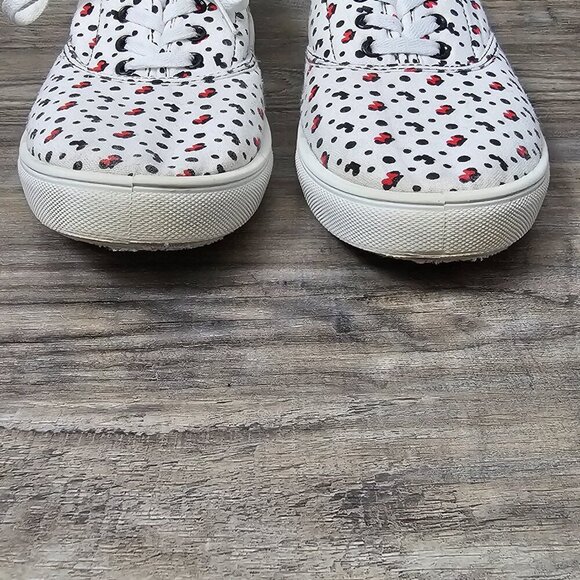 🔥Disney Minnie Mouse Women's Canvas Lace Up Polka Dot White Black Shoe Sneakers - Picture 4 of 11